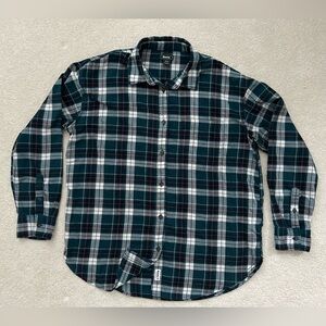 Roots Plaid Flannel Long Sleeve Shirt Women’s Ladies Medium M Teal Purple Ivory